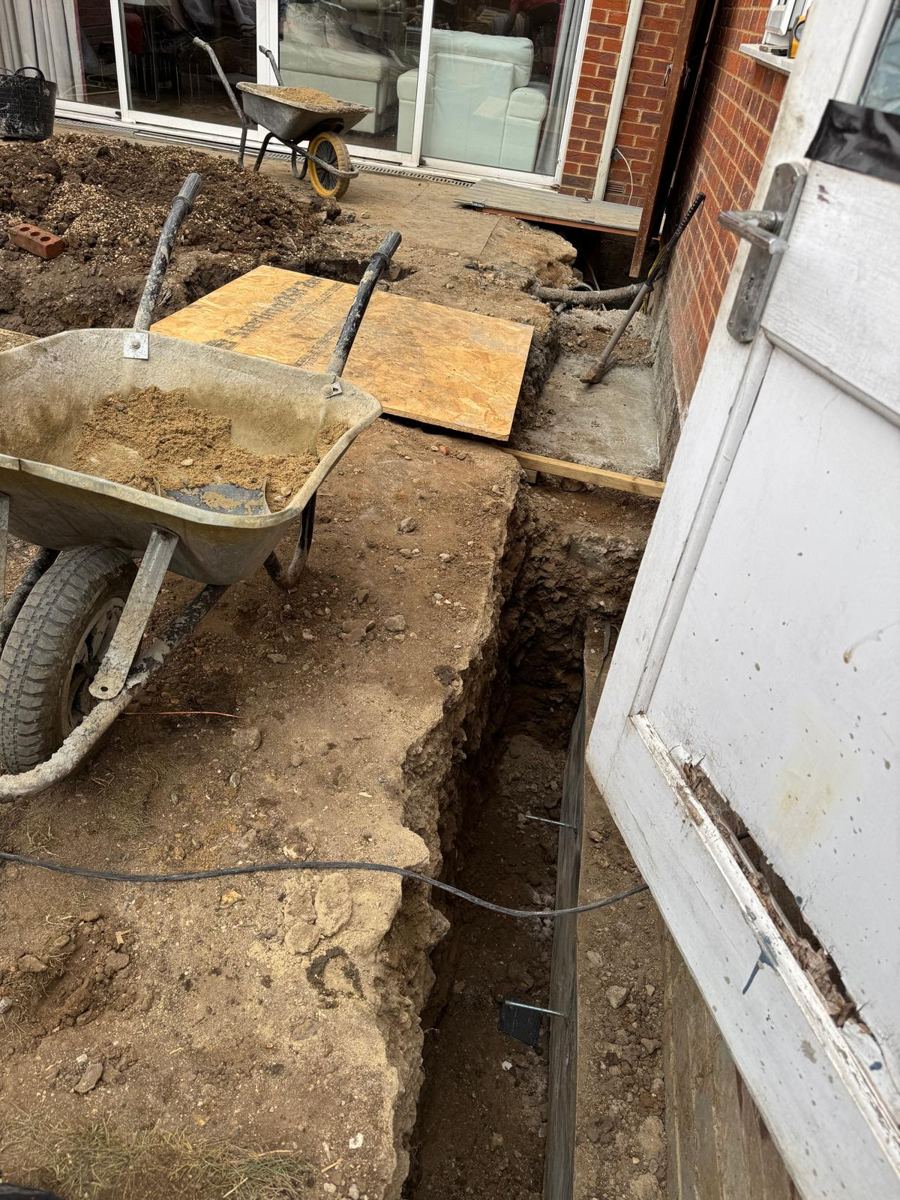 Footings trench dug at the back of the house