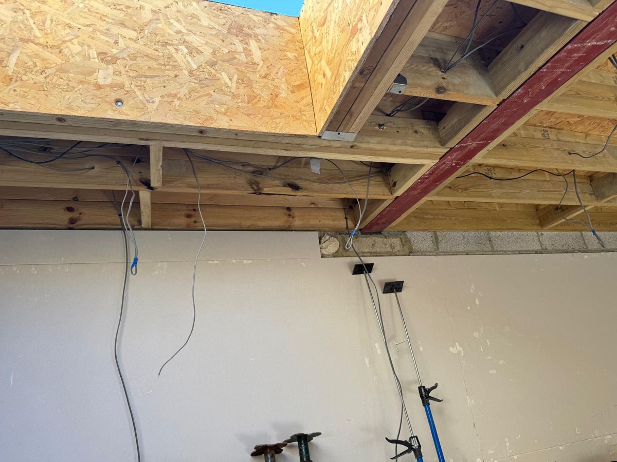 Rooflight opening framed out with the steel and props in