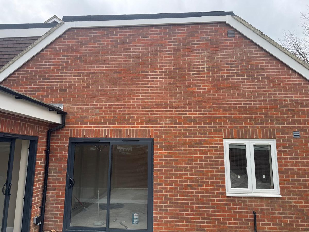 Finished brickwork on the completed extension gable